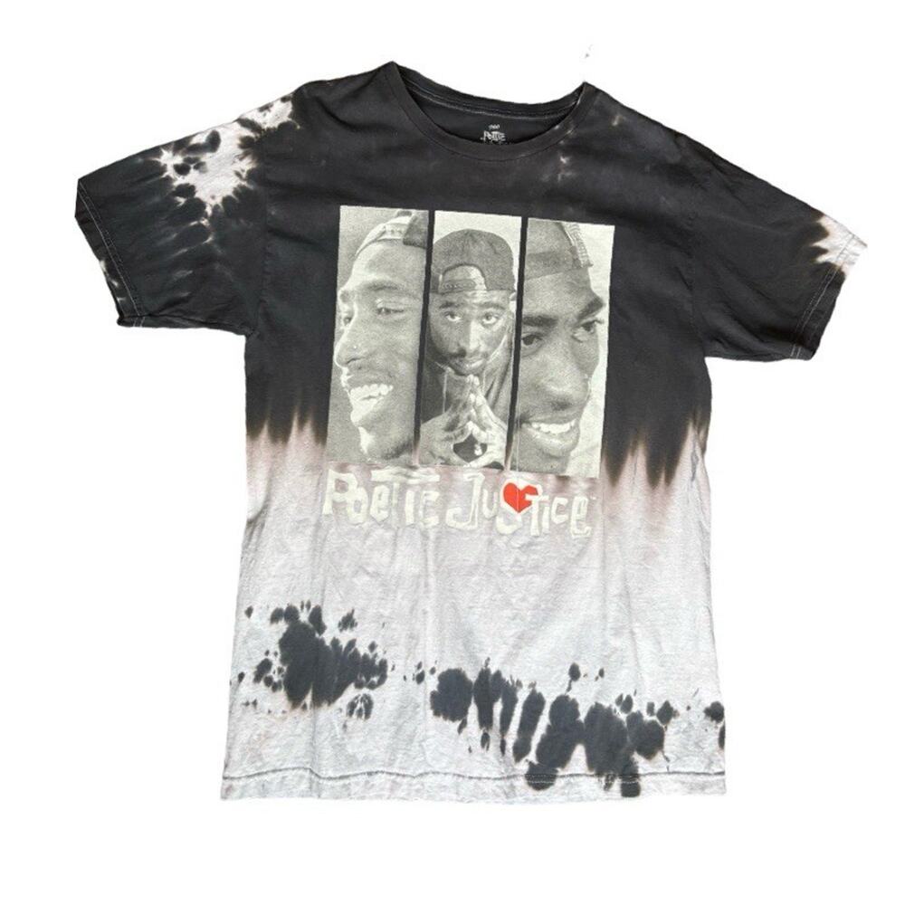 Tupa Poetic Justice T Shirt Black Tie Dye White Rapper 90s Hip Hop Size Large